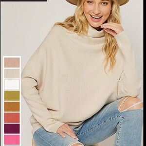 Bluivy Slouch Neck Dolman Sweater